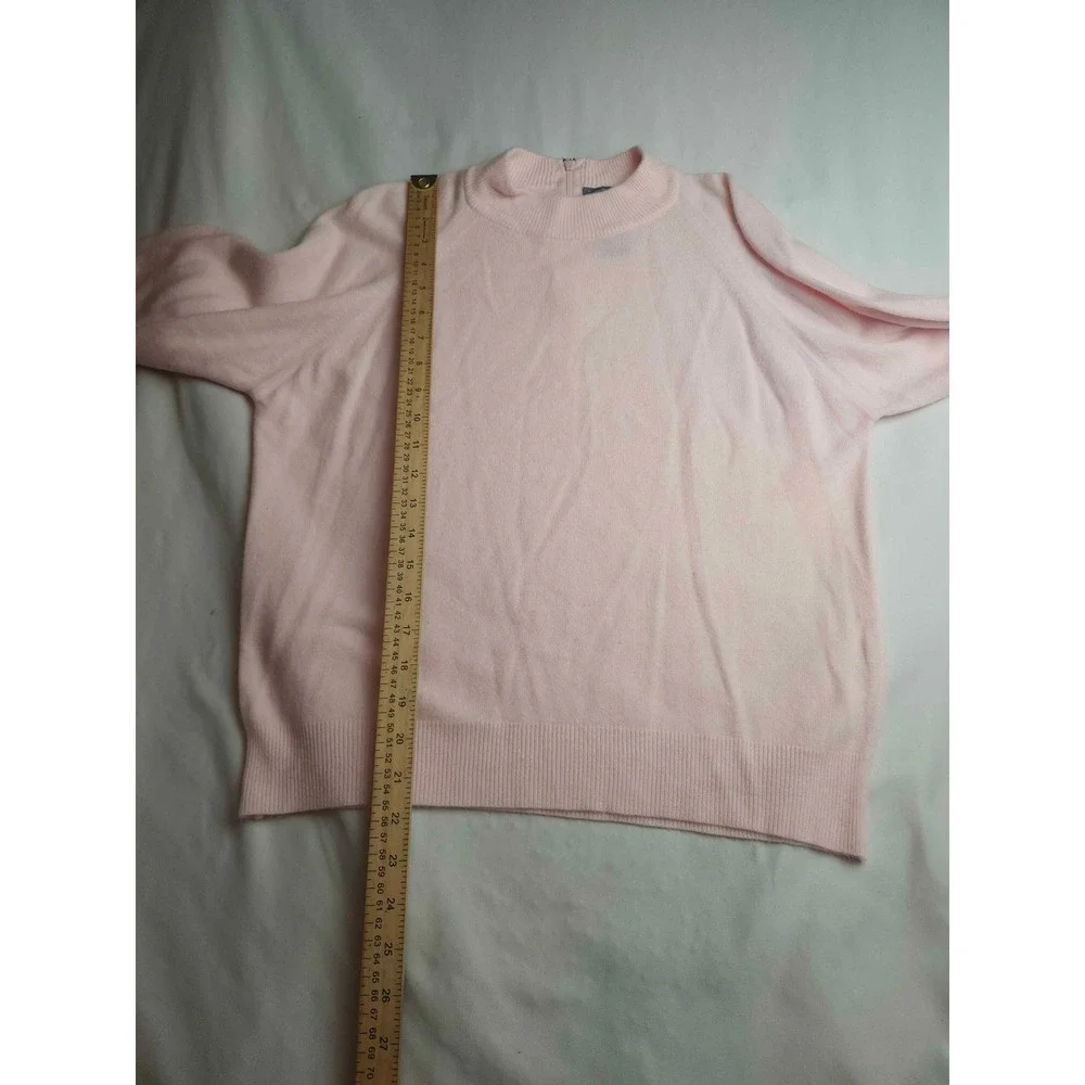 Designers Originals Luxelon Pink Mock Neck Back Zip Raglan Sweater Large Womens